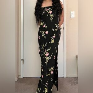 Vintage Arianna by Rachel Kaye floral Black Maxi Dress